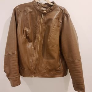 Ladies vegan leather plus size moto jacket